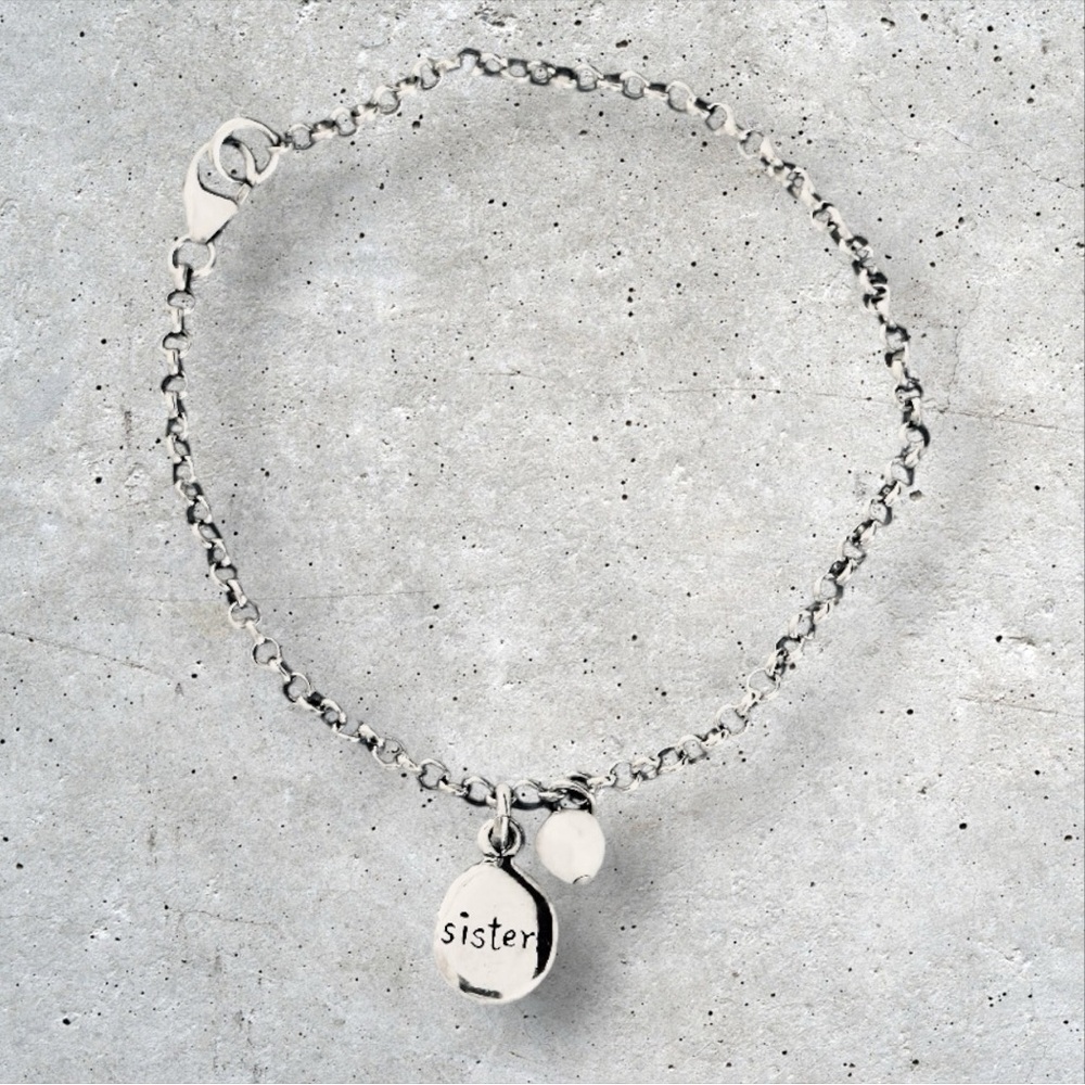 Sterling Silver .925 “Sisters” Bracelet. 6 3/4”.